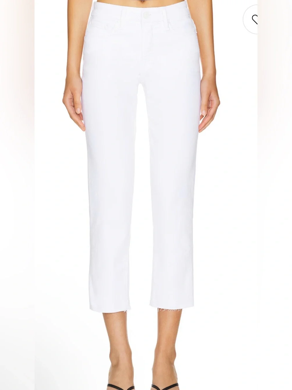 Good American White Denim Straight Leg Ankle Fray Jeans - Size 27/4